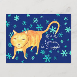 Cartão Postal De Festividades Warm Fuzzies & Winter Flurries Christmas Cat