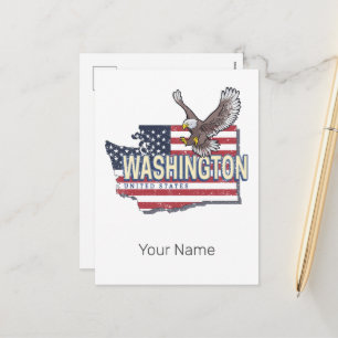 Cartão Postal De Festividades Washington State United States Map USA Souvenir