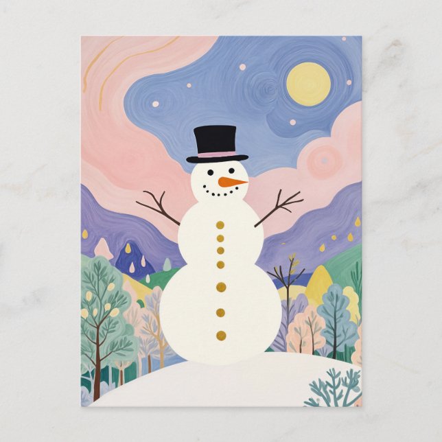 Cartão Postal De Festividades Watcher alegre de inverno (Frente)