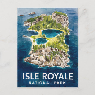 Cartão Postal De Festividades Watercolor Beauof Isle Royale National Park