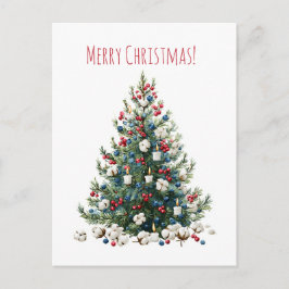 Cartão Postal De Festividades Watercolor Christmas holiday tree, Holiday Card