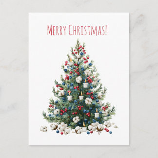Cartão Postal De Festividades Watercolor Christmas holiday tree, Holiday Card