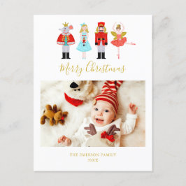 Cartão Postal De Festividades Watercolor Christmas Nutcracker Photo