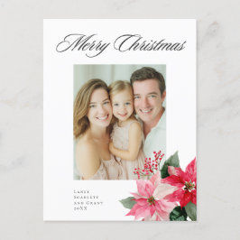 Cartão Postal De Festividades Watercolor Christmas Poinsettia Design