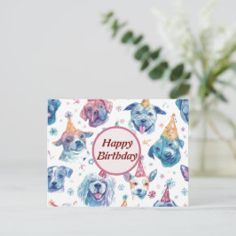 Cartão Postal De Festividades Watercolor Dog Birthday Greeting – Magical Card
