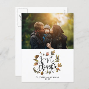 Cartão Postal De Festividades Watercolor Fall Wreath Thanksgiving Photo