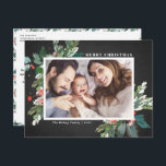 Cartão Postal De Festividades Watercolor Hollies Chalkboard Photo de Natal<br><div class="desc">Mande Cartões de natal de seus entes queridos nesta temporada com este cartão postal horizontal de Natal rústico. Apresenta colores de aquarelas, sotaques de folha de ouro falsos, padrões de férias festivos correspondentes, fundo de quadro negro falso e tipografia moderna. Os textos são perfeitamente editáveis. Personalize este Cartões de foto...</div>