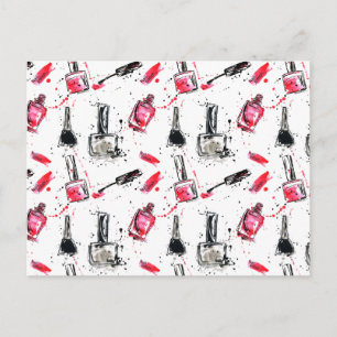 Cartão Postal De Festividades Watercolor Nail Polish Pattern