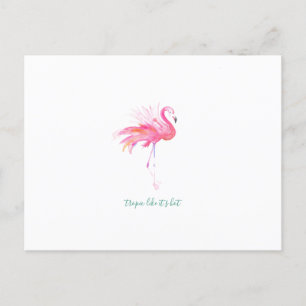 Cartão Postal De Festividades Watercolor Pink Flamingo Postcard