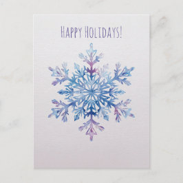 Cartão Postal De Festividades Watercolor snowflake Christmas Holiday Card