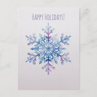 Cartão Postal De Festividades Watercolor snowflake Christmas Holiday Card