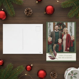 Cartão Postal De Festividades Watercolor Winter Botanical Pattern