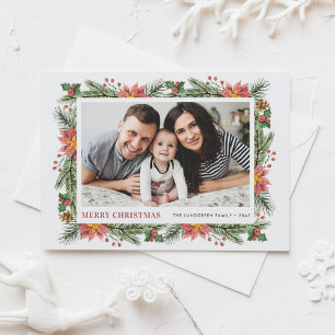 Cartão Postal De Festividades Watercolor Winter Botanicals Merry Christmas Photo