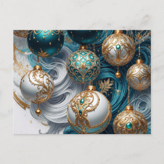 Cartão Postal De Festividades Weihnachtskugeln Blau Gold Luxus Ornament