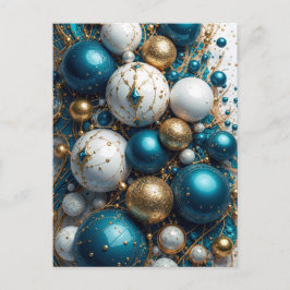 Cartão Postal De Festividades Weihnachtskugeln Blau Gold Premium