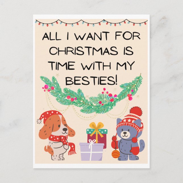 Cartão Postal De Festividades Weihnachtsmotiv mit Besties Spruch Karte (Frente)
