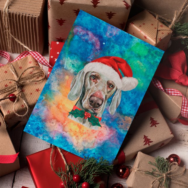 Cartão Postal De Festividades Weimaraner Breed Dog Natal (Criador carregado)