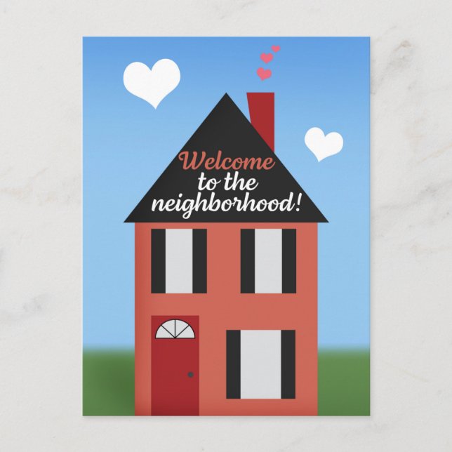 Cartão Postal De Festividades Welcome to the Neighborhood Illustrated House (Frente)