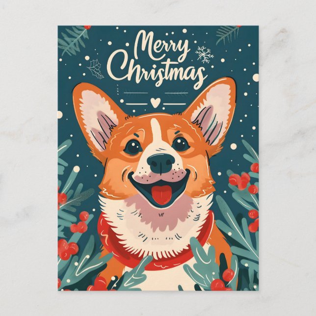 Cartão Postal De Festividades Welsh Corgi Christmas (Frente)