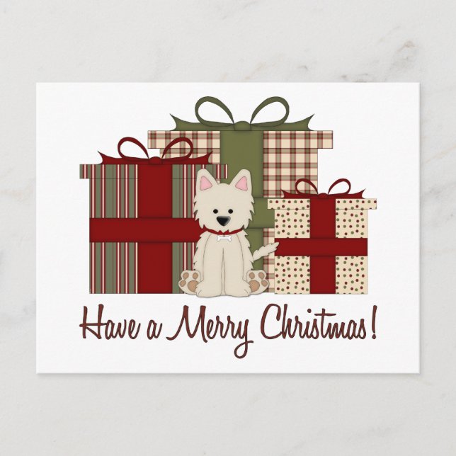 Cartão Postal De Festividades West Highland White Terrier West Christmas (Frente)