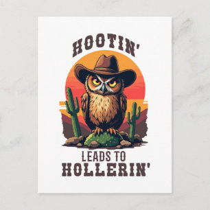 Cartão Postal De Festividades Western Owl Hootin Leva Hollerin
