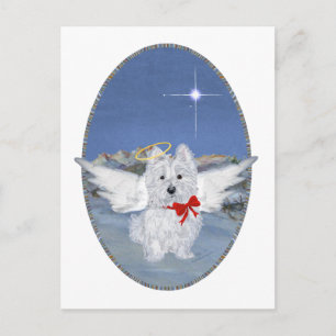 Cartão Postal De Festividades Westie Christmas Angel