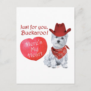 Cartão Postal De Festividades Westie Cowboy no Dia dos Namorados