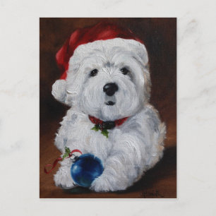 Cartão Postal De Festividades Westie West Highland Terrier Dog Post Card