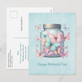 Cartão Postal De Festividades Whimsical Butterflies in a Jar Mother's Day