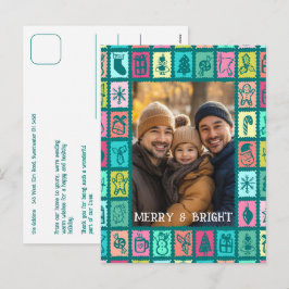 Cartão Postal De Festividades Whimsical Christmas Grid Cute Custom