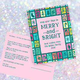 Cartão Postal De Festividades Whimsical Christmas Grid Cute Custom