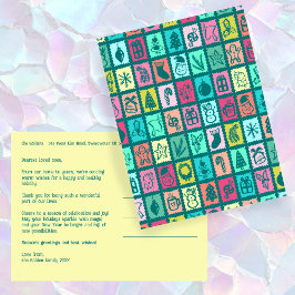 Cartão Postal De Festividades Whimsical Christmas Grid Cute Custom