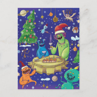 Cartão Postal De Festividades Whimsical Monsters Illustration/ 