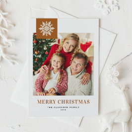 Cartão Postal De Festividades Whimsical Snowflake Burnt Orange Christmas Photo