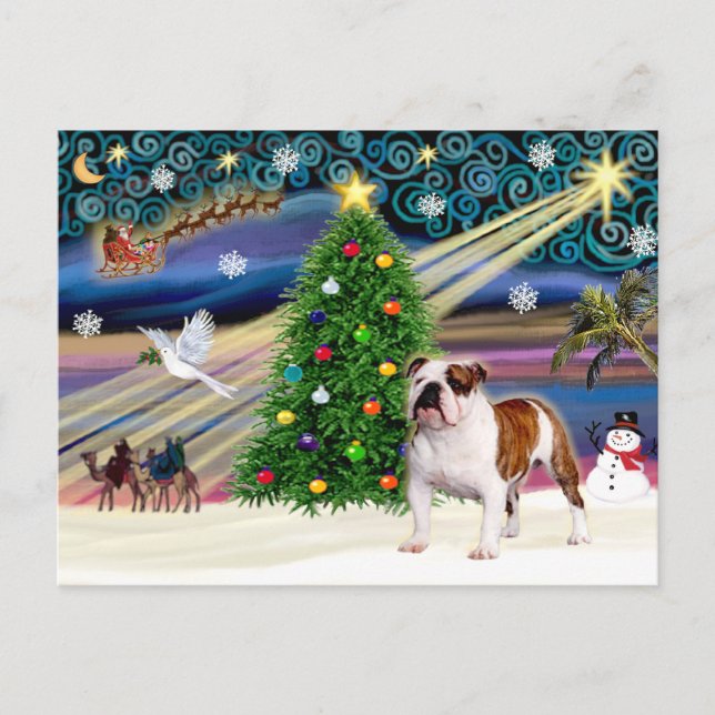 Cartão Postal De Festividades White Bulldog 5 da Magia Natal (Frente)