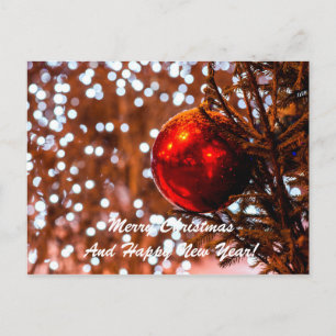 Cartão Postal De Festividades White da Bola de Natal