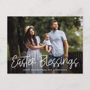 Cartão Postal De Festividades White Hand-Lettered Script Easter Blessings Photo
