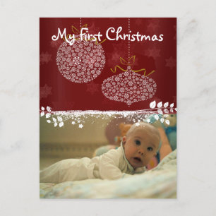 Cartão Postal De Festividades White Ornaments My First Christmas Photo Postcard