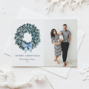 Cartão Postal De Festividades White Winterberry Wreath Season's Greetings Photo