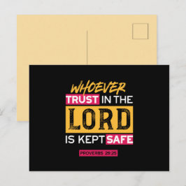 Cartão Postal De Festividades Whoever Trusts in the Lord Is Kept Safe Quote