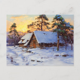 Cartão Postal De Festividades Winter Baltic Coastal Reed Hut