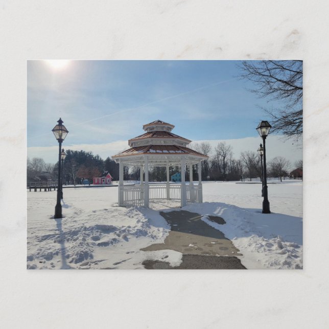 Cartão Postal De Festividades Winter Gazebo Taylor Michigan Postcard (Frente)
