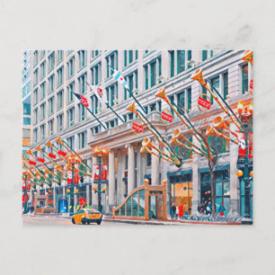 Cartão Postal De Festividades Winter in Chicago,