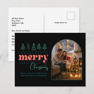 Cartão Postal De Festividades Winter Mint Cozy Arch Foto Feliz Natal