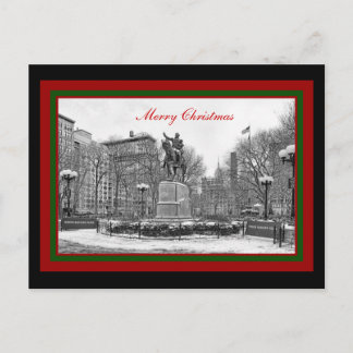 Cartão Postal De Festividades Winter NYC Union Square B & W Feliz Natal