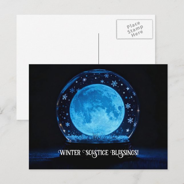 Cartão Postal De Festividades Winter Solstice Full Moon Mystical Crystal Ball (Frente/Verso)