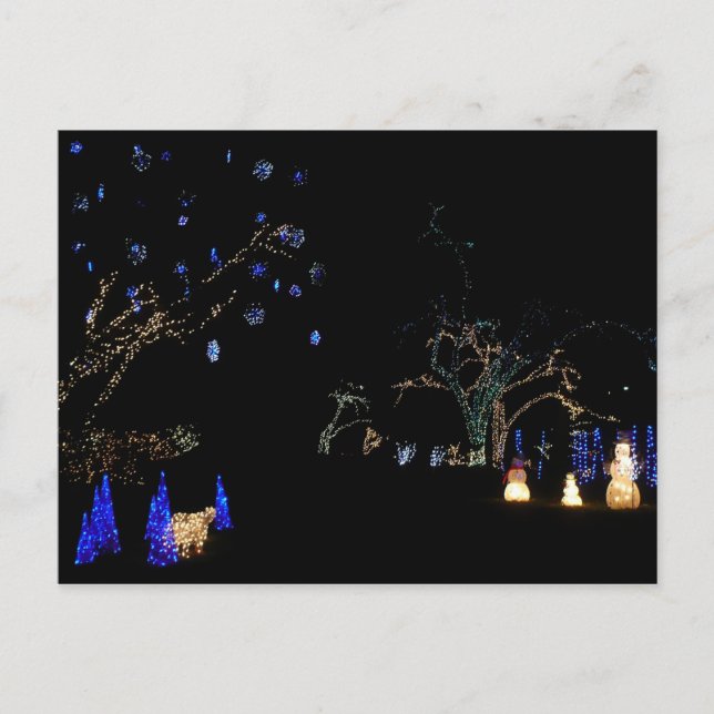 Cartão Postal De Festividades Winter Wonderland Lights Blue and White Holiday (Frente)