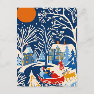 Cartão Postal De Festividades Winter Wonderland, Papais noeis Sleigh, Holiday Fo