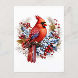 Cartão Postal De Festividades Winter Wonderland Red Cardinal