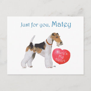 Cartão Postal De Festividades Wire Fox Terrier do Dia dos Namorados